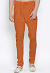 Solid Color Cotton Churidar in Orange
