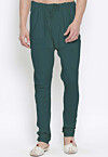 Solid Color Cotton Churidar in Teal Green