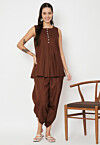 Solid Color Cotton Co Ord Sets in Dark Brown