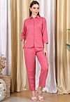 Solid Color Cotton Flex Co Ord Set in Pink