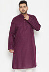 Solid Color Cotton Kurta in Violet