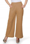 Solid Color Cotton Palazzo in Beige