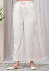 Solid Color Cotton Pant in Off White
