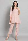 Solid Color Cotton Rayon Co Ord Set in Pink
