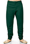 Solid Color Cotton Silk Churidar in Dark Green