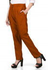 Solid Color Cotton Silk Pant in Rust