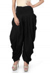 Solid Color Cotton Silk Patiala in Black