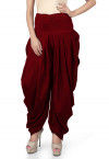 Solid Color Cotton Silk Patiala in Maroon