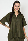Solid Color Cotton Top in Dark Olive Green