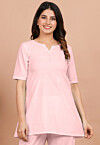 Solid Color Cotton Tunic in Baby Pink