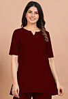 Solid Color Cotton Tunic in Maroon
