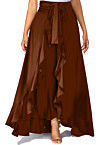 Solid Color Crepe Skirt Style Palazzo in Brown