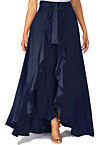 Solid Color Crepe Skirt Style Palazzo in Navy Blue