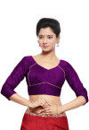 Solid Color Dupion Silk Blouse in Purple