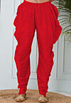 Solid Color Dupion Silk Dhoti in Red
