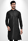 Solid Color Dupion Silk Kurta in Black