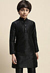 Solid Color Dupion Silk Kurta in Black