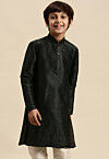 Solid Color Dupion Silk Kurta in Black