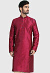 Solid Color Dupion Silk Kurta in Fuchsia