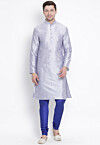 Solid Color Dupion Silk Kurta Set in Light Purple