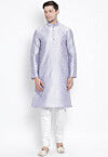 Solid Color Dupion Silk Kurta Set in Light Purple