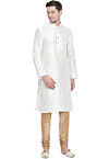Solid Color Dupion Silk Kurta Set in Off White