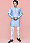 Solid Color Dupion Silk Kurta Set in Pastel Blue