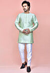 Solid Color Dupion Silk Kurta Set in Pastel Green