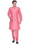 Solid Color Dupion Silk Kurta Set in Pink