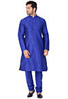Solid Color Dupion Silk Kurta Set in Royal Blue