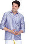 Solid Color Dupion Silk Shirt in Light Purple