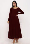 Solid Color Georgette Anarkali Kurta in Brown