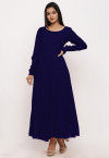 Solid Color Georgette Anarkali Kurta in Navy Blue