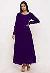 Solid Color Georgette Anarkali Kurta in Purple