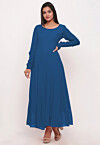 Solid Color Georgette Anarkali Kurta in Teal Blue