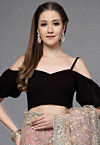 Solid Color Georgette Off Shoulder Blouse in Black
