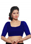 Solid Color Georgette Padded Blouse in Dark Blue