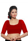 Solid Color Georgette Padded Blouse in Red