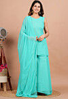 Solid Color Georgette Pakistani Suit in Aqua