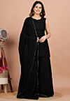 Solid Color Georgette Pakistani Suit in Black