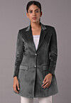 Solid Color Velvet Jacket in Grey