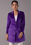 Solid Color Velvet Jacket in Purple