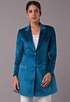 Solid Color Velvet Jacket in Teal Blue