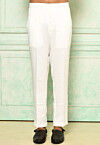Solid Color Art Silk Pant in White