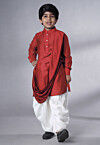 Solid Color Muslin Silk Kurta Set in Maroon