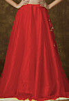 Solid Color Organza Skirt in Red