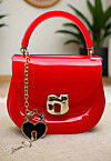Solid Color PU Hand Bag in Red