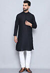 Solid Color Pure Cotton Kurta in Black