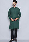 Solid Color Pure Cotton Kurta in Dark Green