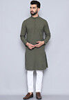 Solid Color Pure Cotton Kurta in Dusty Green